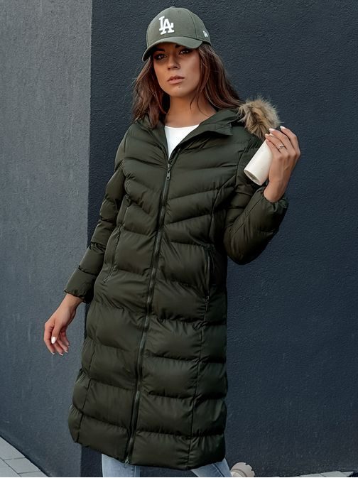 Dámská dlouhá zimní zelená bunda Luxwarm