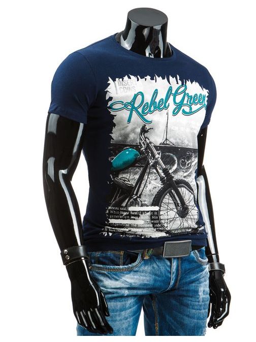 Tmavě modré moderní triko s potiskem (rx1644)