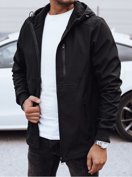 Pánská přechodná černá bunda s kapucí