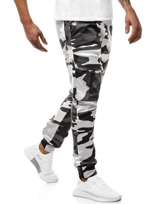 TRENDY MASKÁČOVÉ JOGGER KALHOTY ČERNOBÍLÉ  A/1003