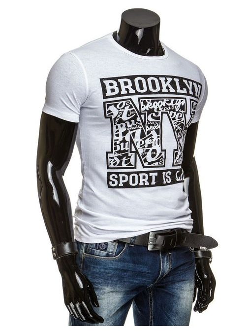 Jedinečné bílé pánské tričko BROOKLYN