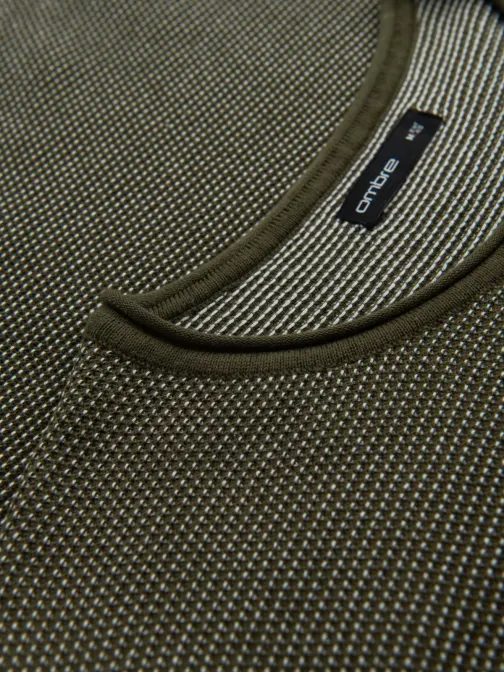 Jedinečný olivový svetr se vzorem V2 SWSW-0118