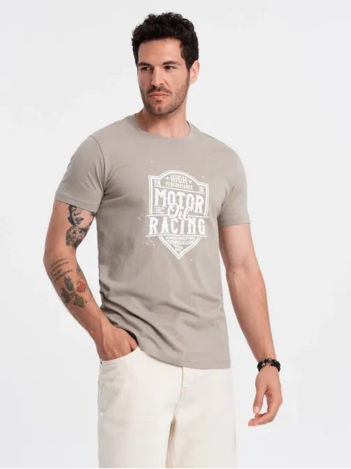 Popelavé tričko s moto potiskem V3 TSPT-0125