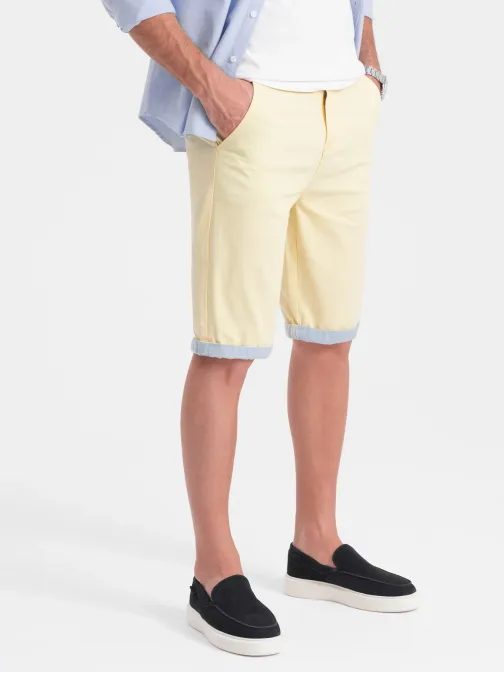 Žluté chinos kraťasy s lemem V7 W421