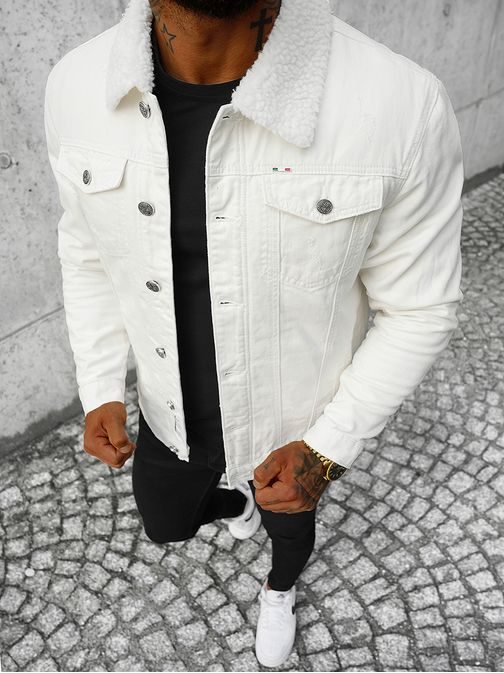 Bílá riflová bunda s kožešinou NB/MJ541