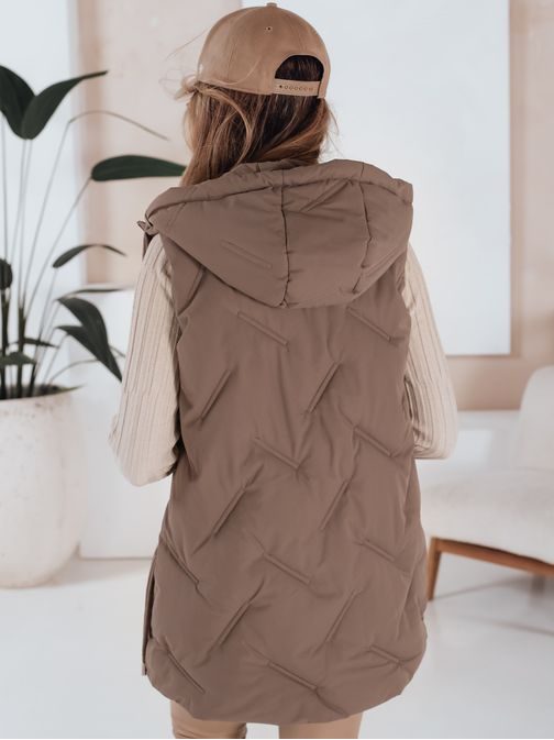 Módní béžová dámská prošívaná vesta