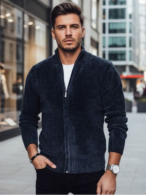 Modrý pánský svetr na zip