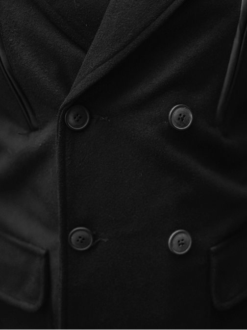 Dvojřadý moderní kabát v černé barvě JS/79M3143Z
