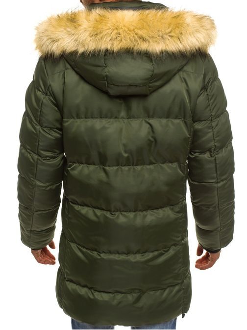 Zimní zelená trendy bunda s kožíškem X-FEEL 33181