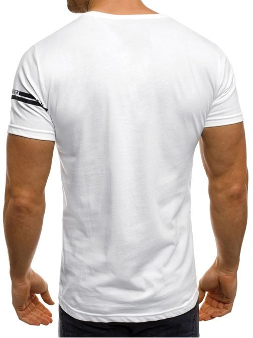 Módní pánské bílé tričko s potiskem BREEZY 416