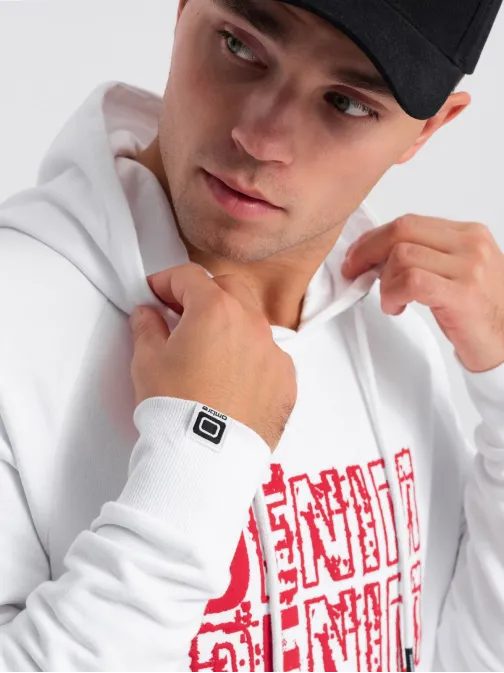 Jedinečná bílá mikina s nápisem denim V3 SSPS-0158