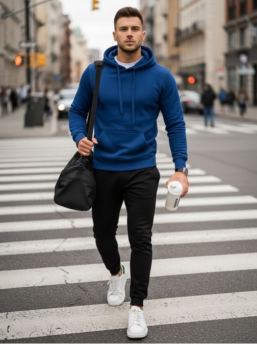 Pohodlná modročerná tepláková souprava