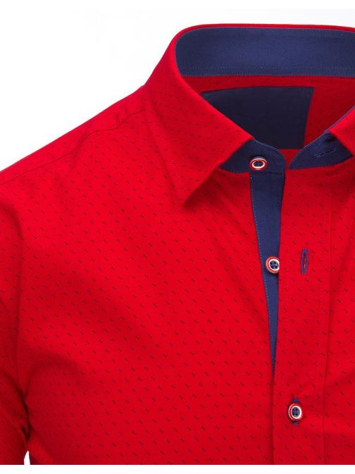 Vzorovaná červená košile s dlouhým rukávem