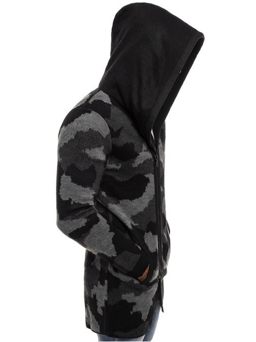 Stylový černý svetr s bočním zipem BREEZY B9020S
