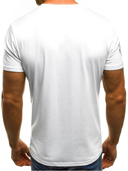 Bílé pánské moderní tričko s potiskem  JS/SS357
