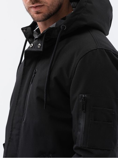 Stylová černá bunda na zimu C534