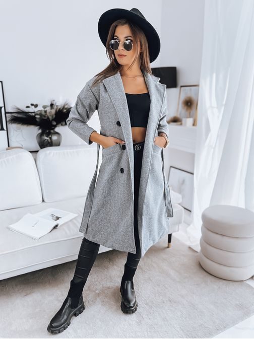 Moderní dámský světle šedý kabát Misti