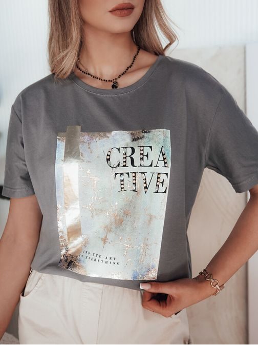 Krásné dámské grafitové tričko s potiskem Creative