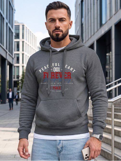 Grafitová mikina s kapucí ve sportovním stylu