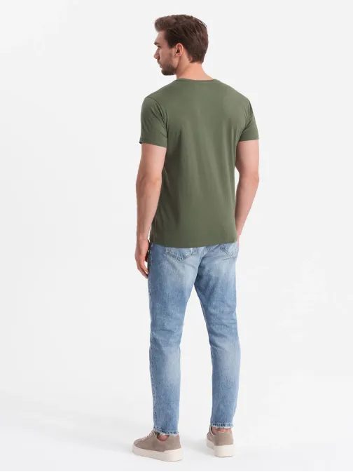 Khaki bavlněné tričko V6 TSBS-0146
