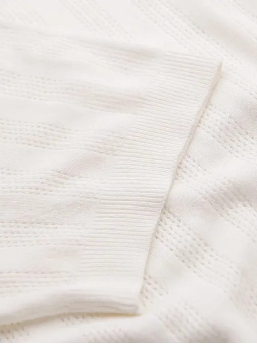 Trendy pánský bílý svetr s krátkým rukávem V1 TSCT-0251