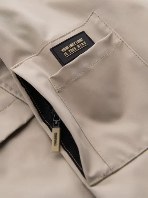 Moderní béžová pánská přechodná bunda V3 JANP-0225