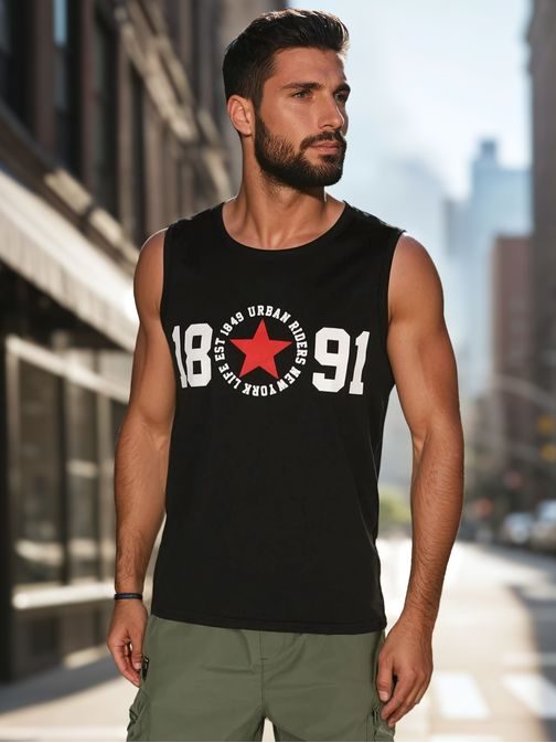 Originální černé pánské tílko s potiskem