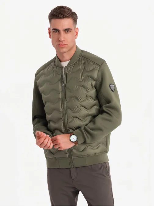 Olivová bomber trendy bunda V3 JALP-0141