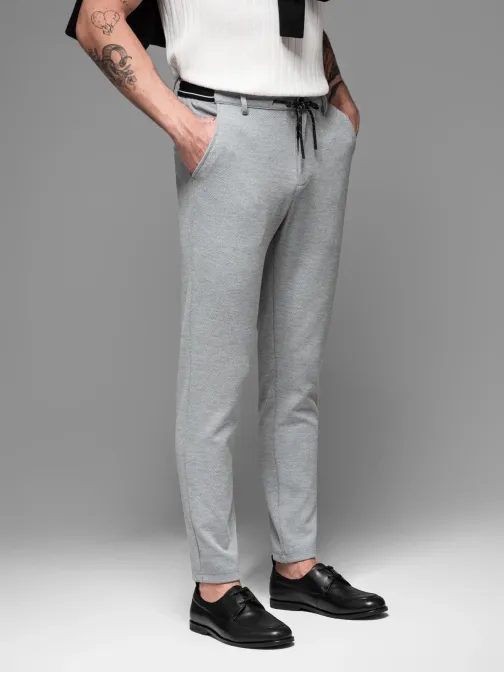 Trendy šedé tepláky s pružným pasem V1 PACP-0116