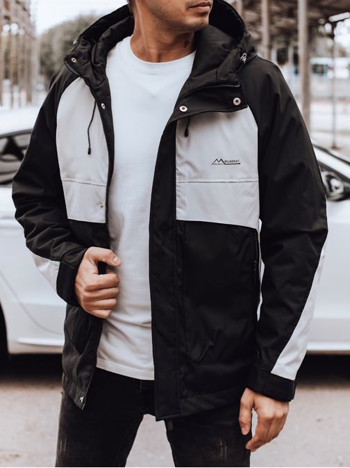 Sportovní přechodná černo-šedá bunda