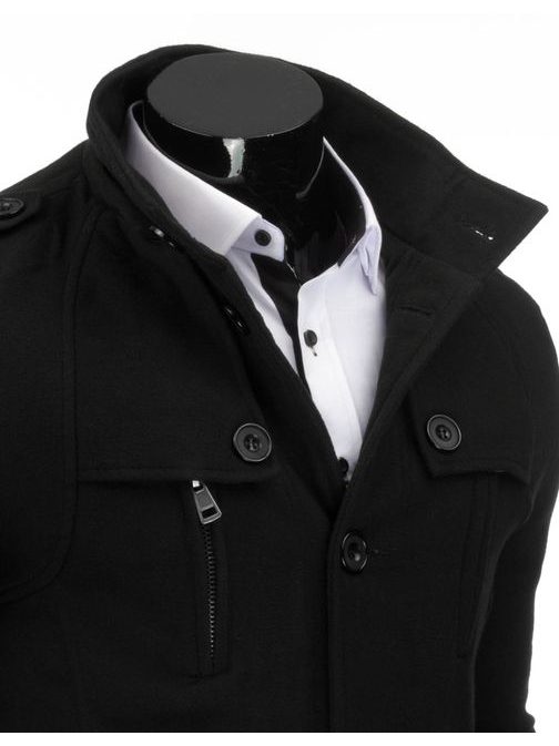 Moderní společenský pánský černý kabát