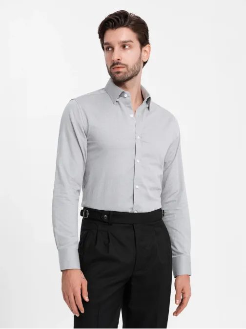 Módní šedá košile slim-fit V2 SHCS-0175