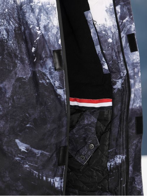 Unikátní bílo-modrá zimní bunda s potiskem