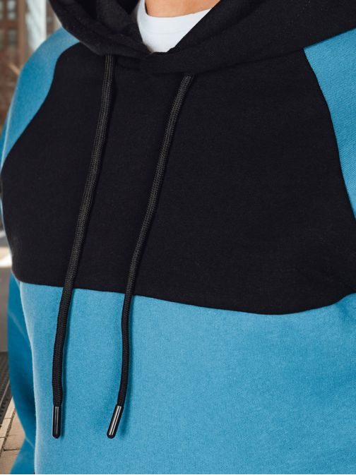 Pánská modrá a černá mikina s kapucí