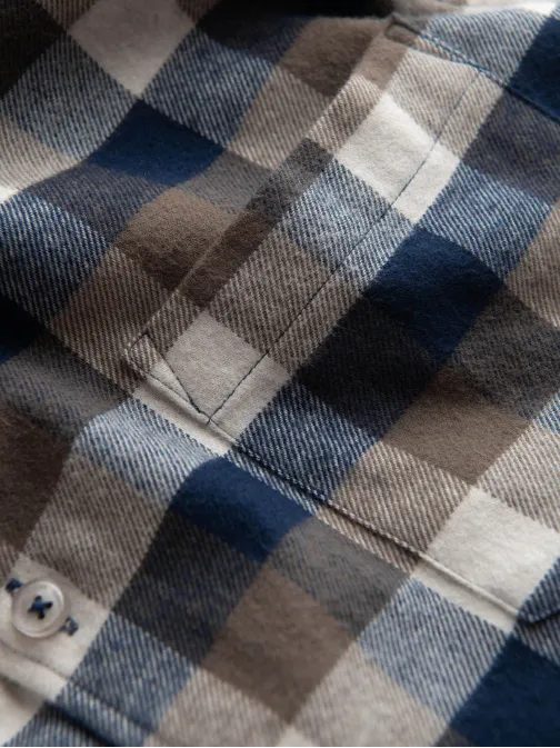 Trendy flanelová károvaná hnědo granátová košile V1 SHCS-0157