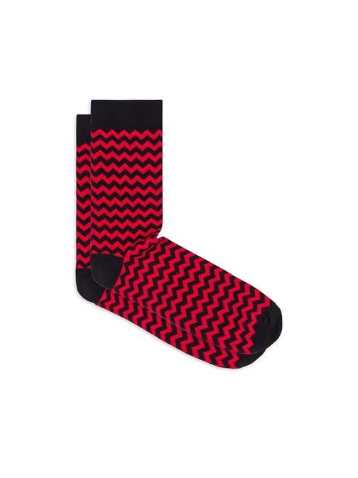 Červené pánské cik-cak ponožky u24