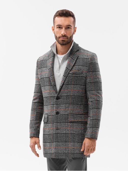 Černý stylový vzorovaný kabát C431