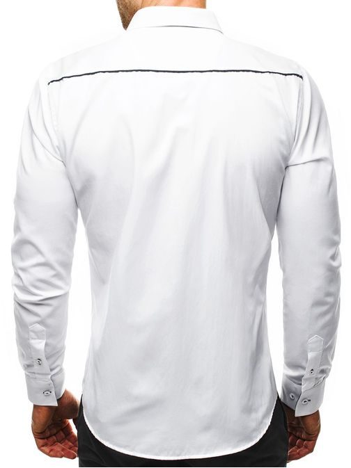 Výrazná bílá košile s černým lemem 2228