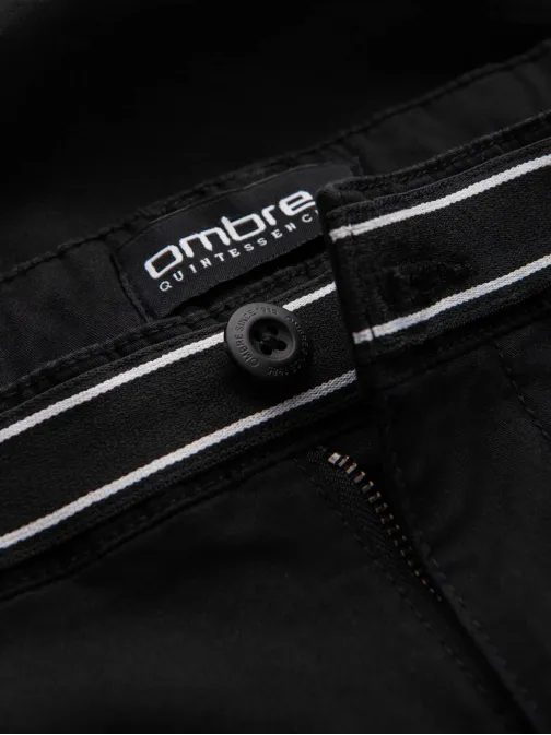 Černé chinos kalhoty s ozdobným pasem V1 PACP-0118