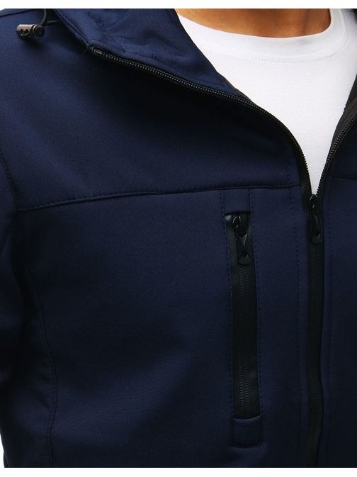 Tmavě modrá softshellová bunda s kapucí