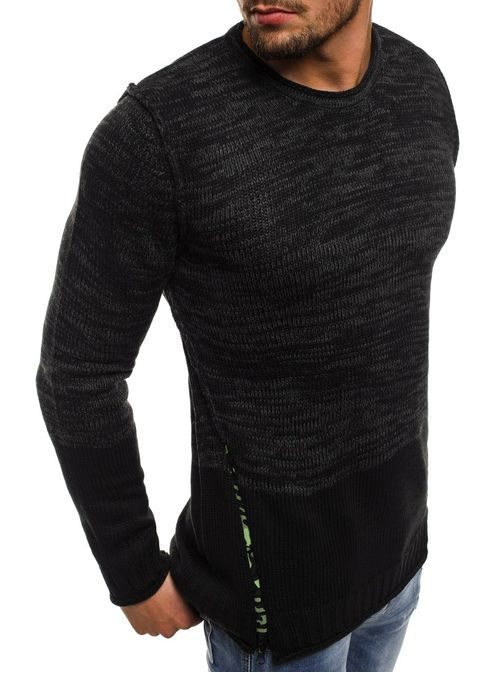Černý svetr s maskáčovým zipem BREEZY B9019S