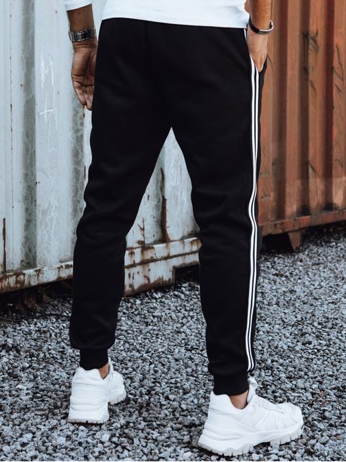 Pánské černé tepláky s ozdobným pasem
