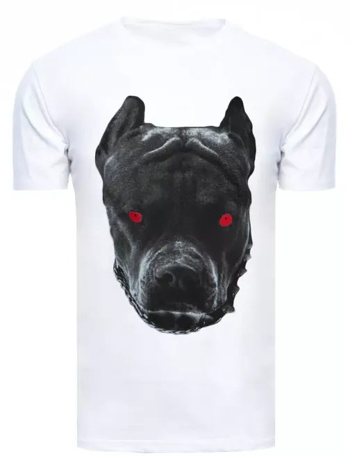 Bílé tričko s potiskem psa