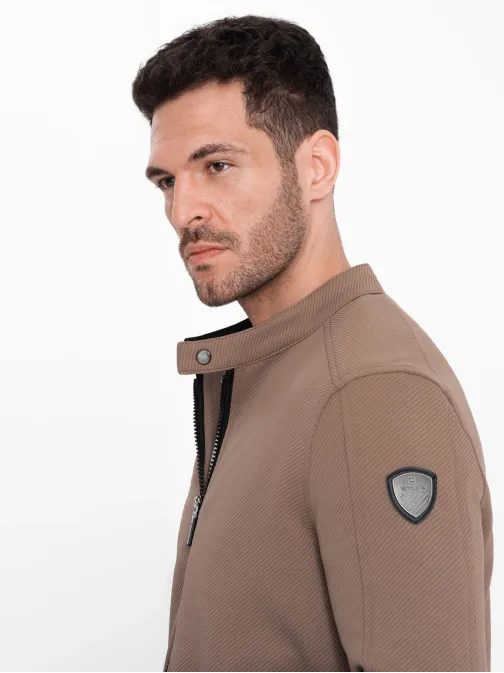 Trendy přechodná světle hnědá bunda V4 OM-JANP-0138