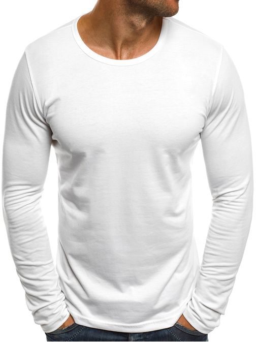 Jednoduché bílé tričko s dlouhým rukávem J.STYLE 712099