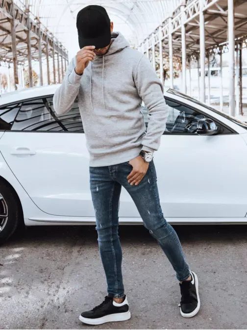 Světle šedá mikina s kapucí v originálním provedení