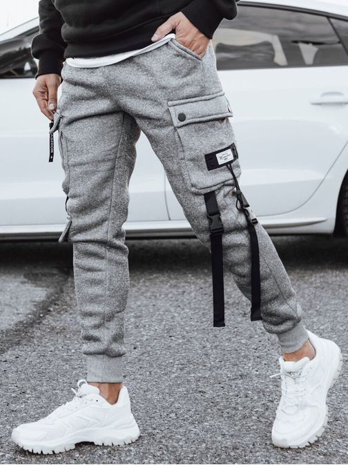 Trendy kapsáčové šedé jogger kalhoty