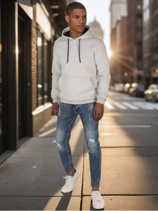 Základní pánská šedá mikina s kapucí