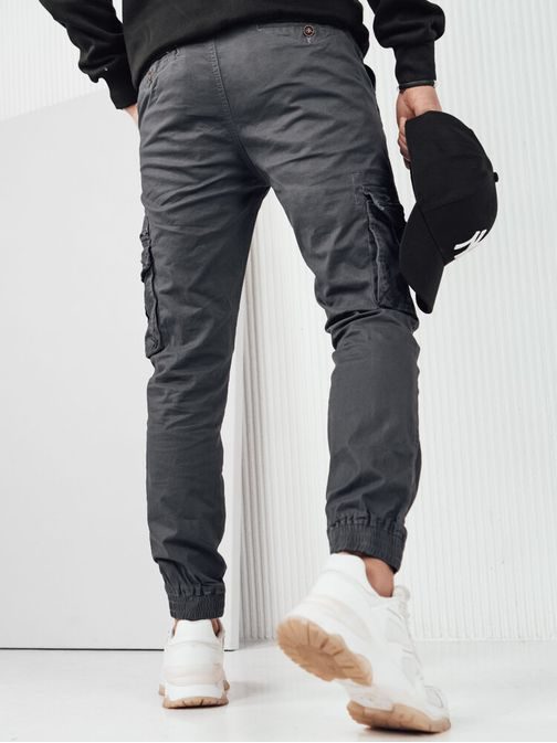 Moderní kapsáčové šedé jogger kalhoty