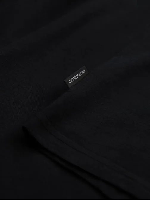 Bavlněné klasické černé tričko s krátkým rukávem V1 TSBS-0146